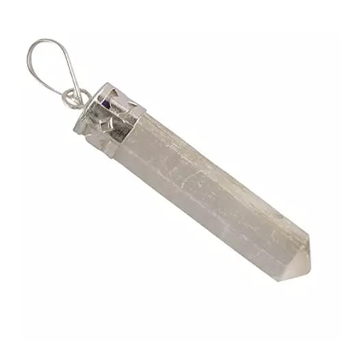 Chakra Healing and Protection Selenite Pencil Pendent for Meditation (with chain)